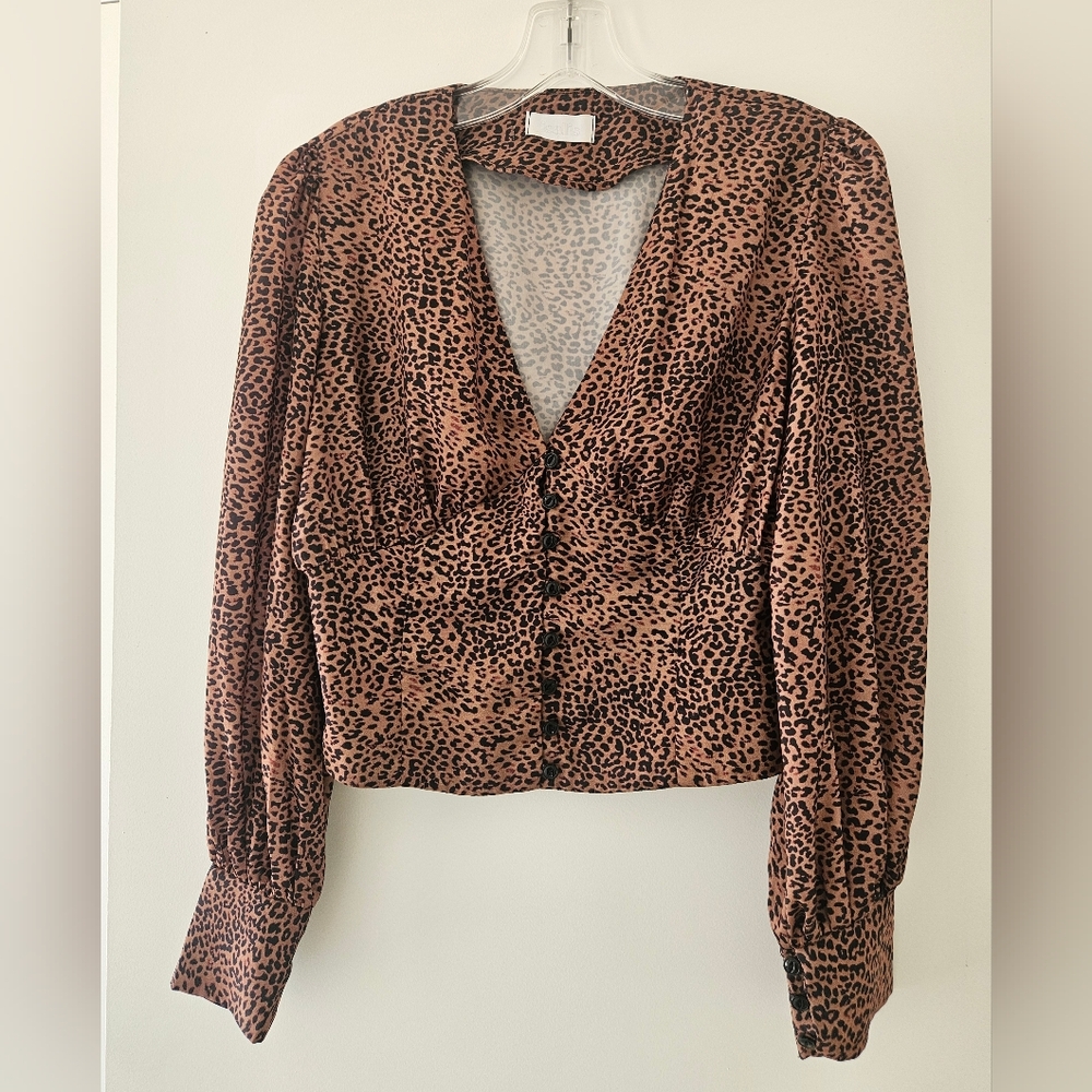 Chic Leopard Button Down Blouse